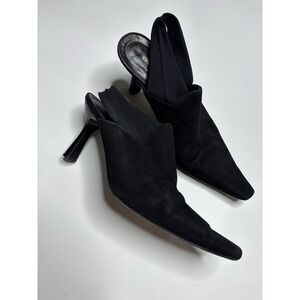 Donald Pliner Heels Womens 7.5 N Narrow Velvet Square Pointed Toe Sling Back Y2K